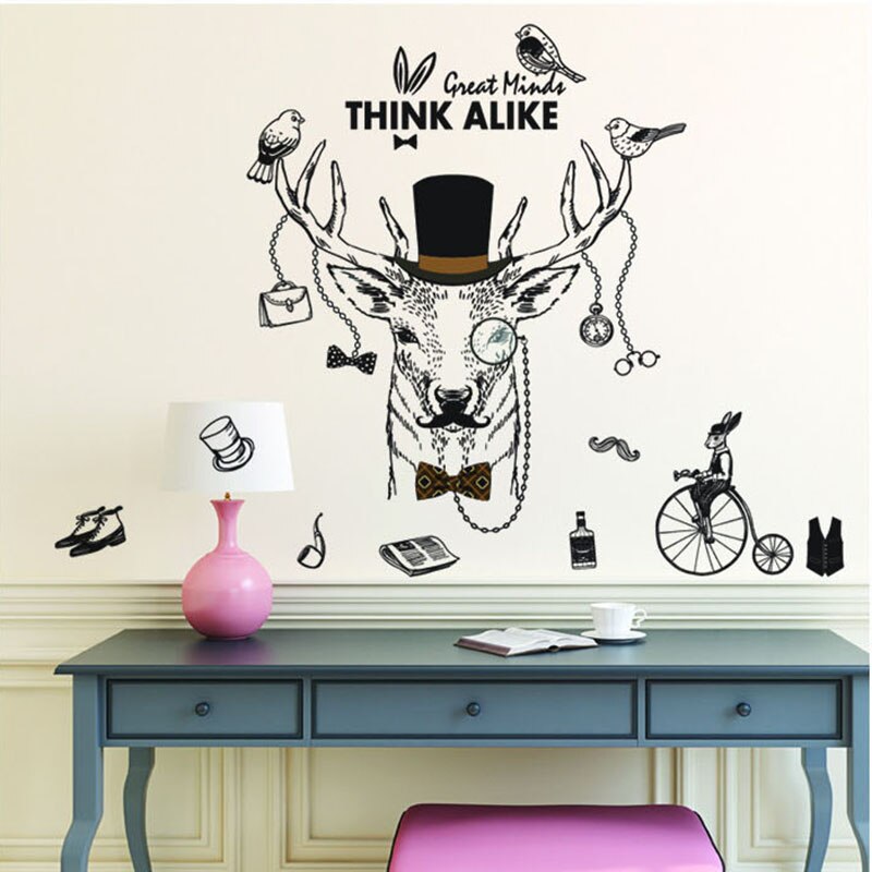 DIY Ein Elch Familie Silhouette Zauberstab Kunst Aufkleber Hause Dekoration Kreative Korridor Küche Wandmalereien PVC Hirsch Schatten Wald Poster: PC7327
