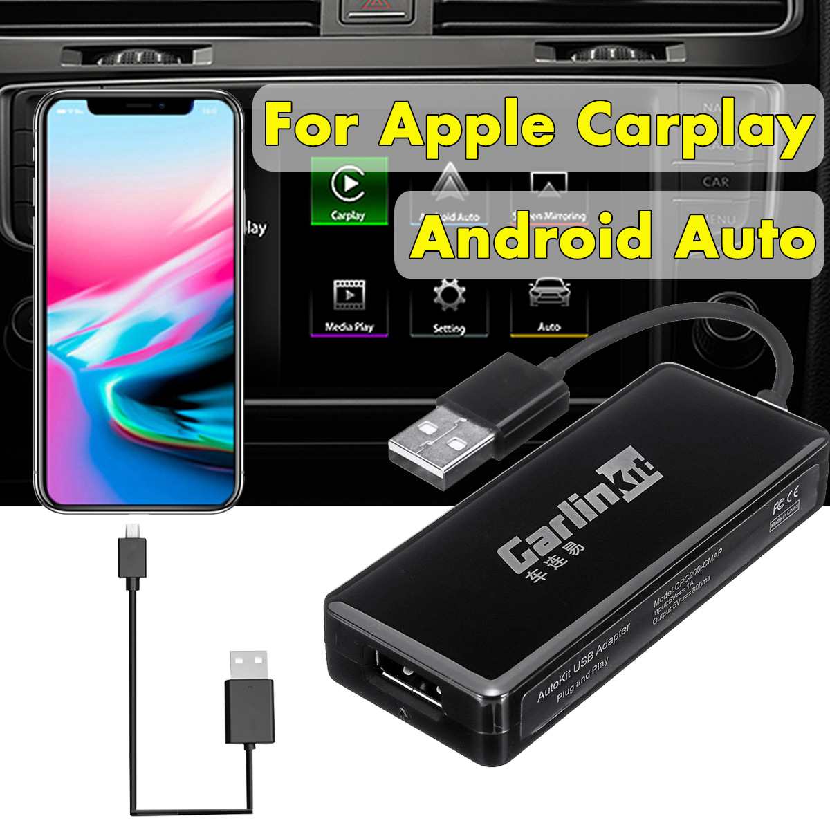 Carlinkit Usb Smart Link Apple Carplay Dongle Voor Android Gps Navigatie Speler Mini Usb Carplay Stick Adapter Met Android Auto