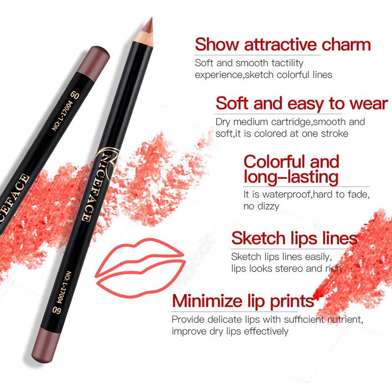 12 färger lipliner makeup vattentät lip liner penna set hjl 2018