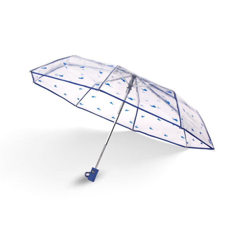 Fille multicolore ensoleillé pluie parapluie Transparent pliant parapluie complètement automatique parapluie léger trois fois parapluie: Auto Whale