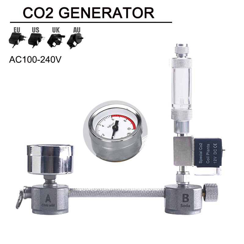 Aquarium CO2 Regulator Systeem Kit Co2 Diffuser Generator Met Klep Bubble Verstuiver Solenoid Aquarium Kooldioxide Voor Planten