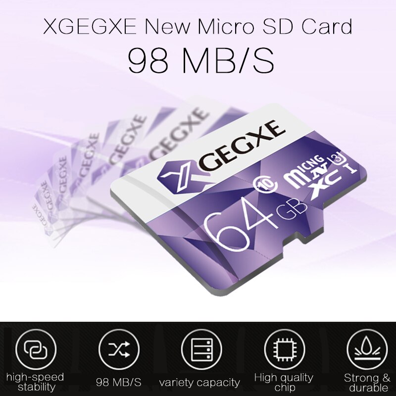 Xgegxe A1 Geheugenkaart 256 Gb Micro Sd Kaart 128 Gb 64 Gb 32 Gb 16 Gb 8 Gb Class10 95 Mb/s UHS-1 U1 U3 V30 Tf/Sd-kaart C10