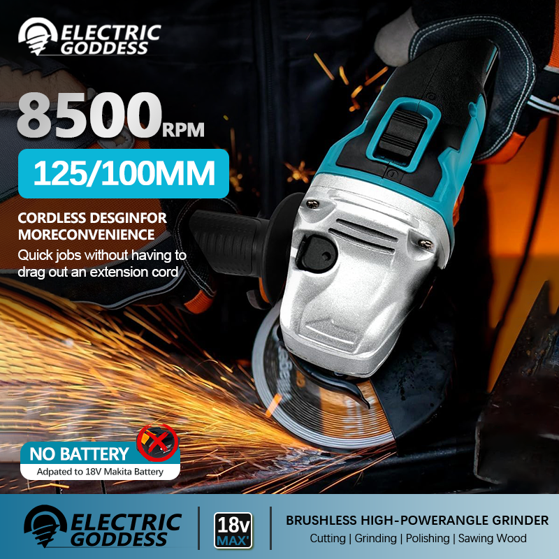 Amoladora angular sin escobillas de diosa eléctrica, máquina cortadora y pulidora, herramienta amoladora angular inalámbrica para batería Makita de 18V, 125/100mm