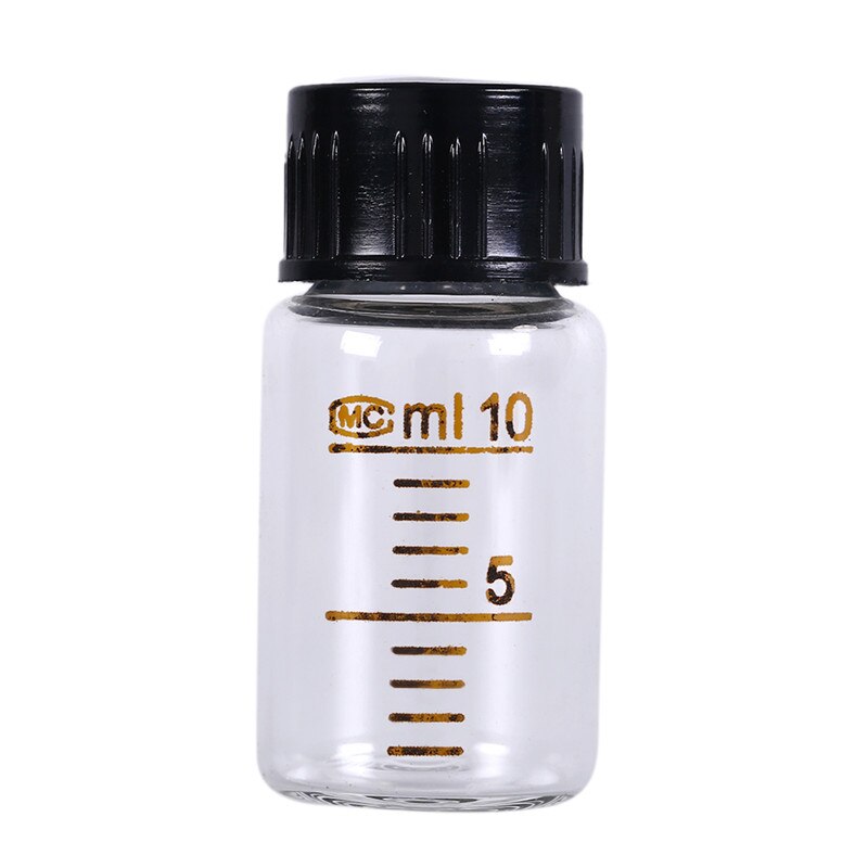 10ml Glass Bottle Plastic Black Screw Cap Graduated Round Glass Reagent Bottle Screw On Cover Graduation Sample Vials