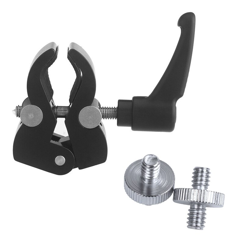 6 stuks camera-accessoires, : 1 stuks magische arm-krabtangclip en 5 stuks 1/4 inch mannelijke  to 1/4 inch mannelijke schroefdraadschroefadapter