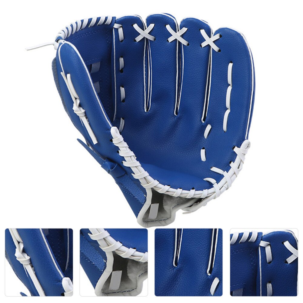 1Pc Honkbal Handschoen Pu Verdikte Handschoen Pitcher Training Handschoen Geen Baseball Voor Kid: Blue