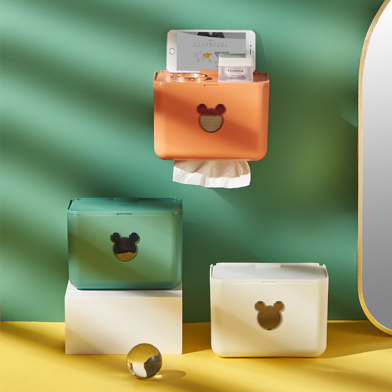 Toilet Paper Holder Waterproof Wall Mounted Toilet Paper Tray Roll Paper Tube Storage Box Tray Tissue Box Shelf