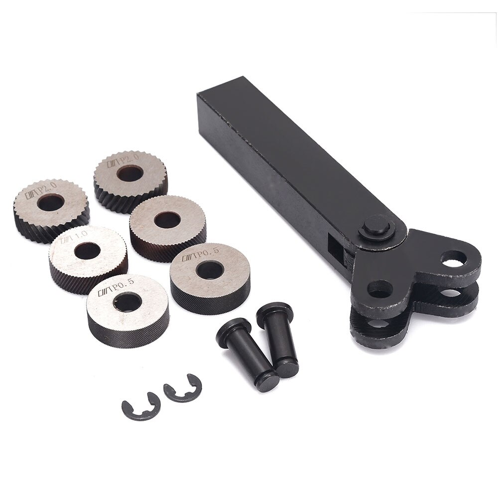 7Pcs Dual Wiel Opruwen Lineaire Knurl Hss Apparatuur Draaibank Cutter Levert Embossing Pitch Binnenste Gat Diagonaal Wiel Opruwen