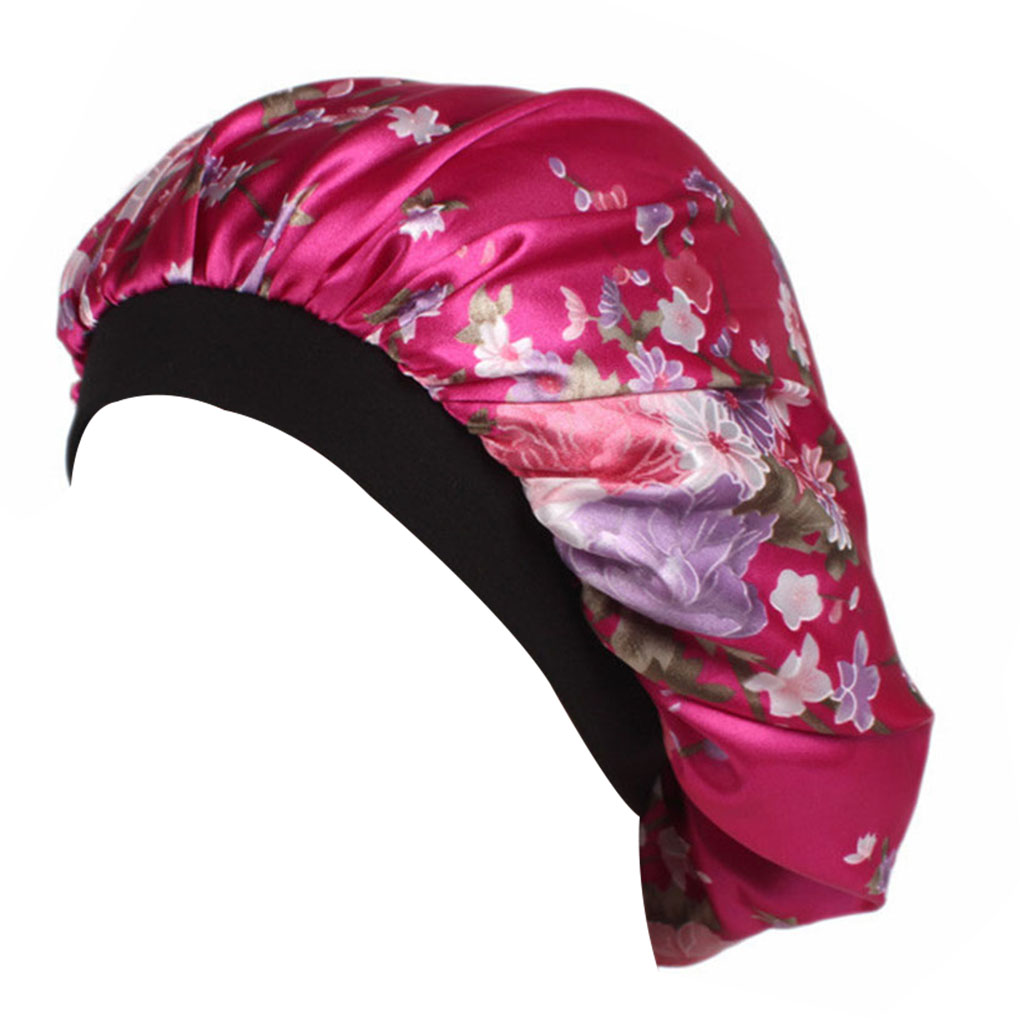 Unisex Adults Satin Nightcap Wide-brimmed Floral Men Women Sleeping Cap for Spring Autumn Winter Shower Cap: Rose flower