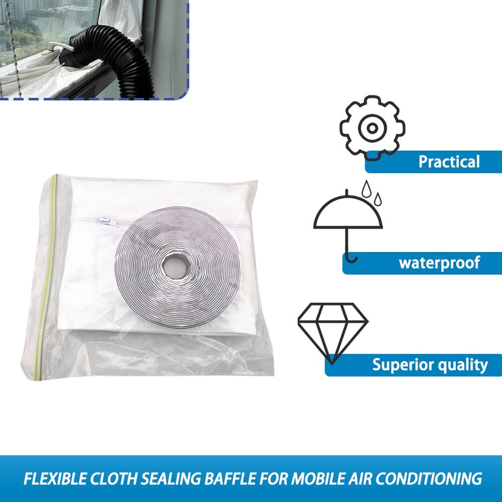 Air Lock Window Seal Plate 400cm Portable Flexible Cloth Sealing Plate Soft Cloth for Mobile Air-Conditioning Units