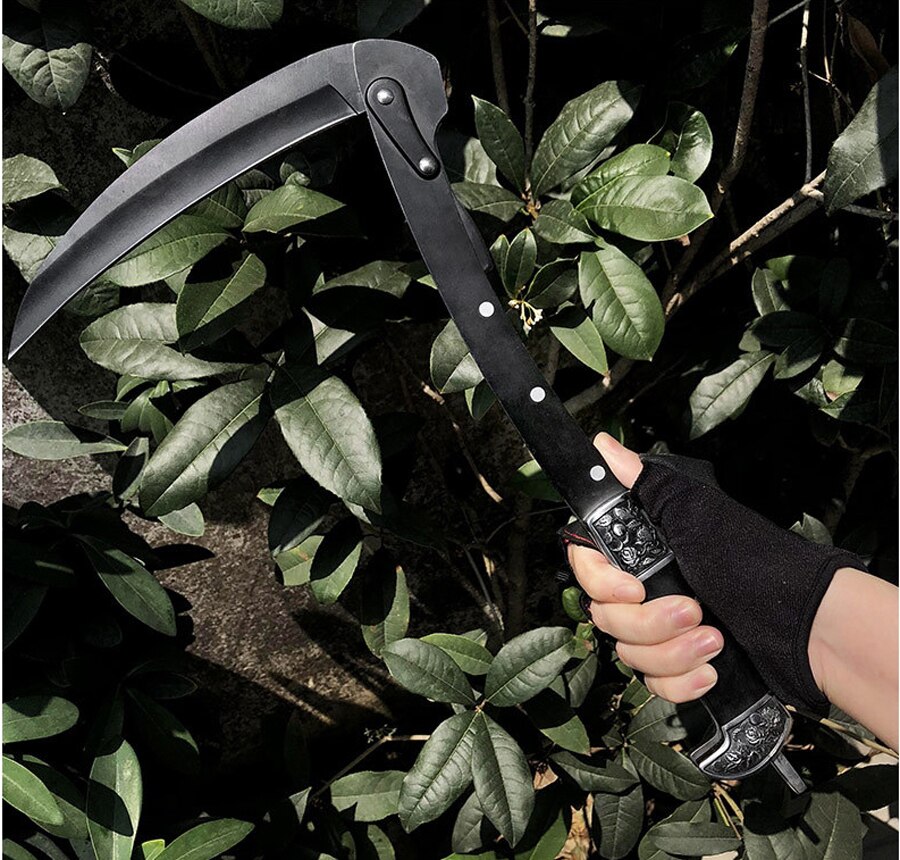 Szybko otwierany składany sierp drobny drewniany uchwyt sierp ogrodowy koszenie sierp, zewnętrzne narzędzia kempingowe