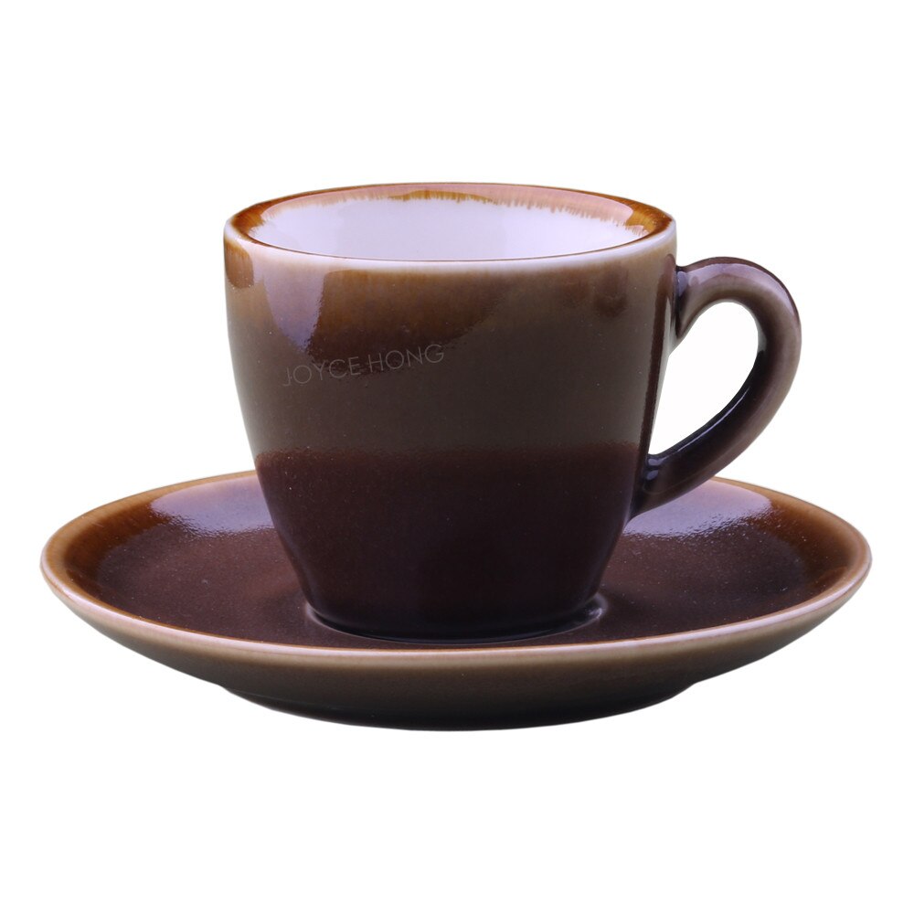 Ceramic Cappuccino Cups, Coffee Cups, White Tea Cup Set, British Coffee Cups, Porcelain Tea Set, Latte Cups, Espresso Mug: 90ml-Brown