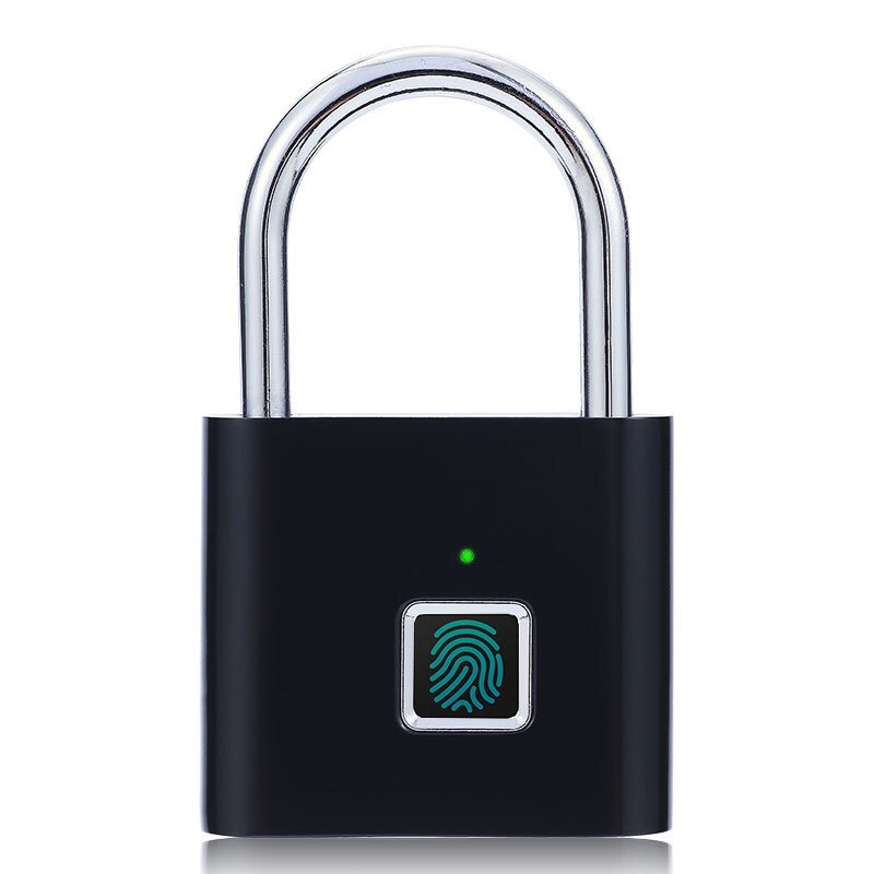 USB Charging Fingerprint Lock Smart Waterproof Padlock door lock quickly Unlock Portable Anti-theft Fingerprint Lock Zinc: Black