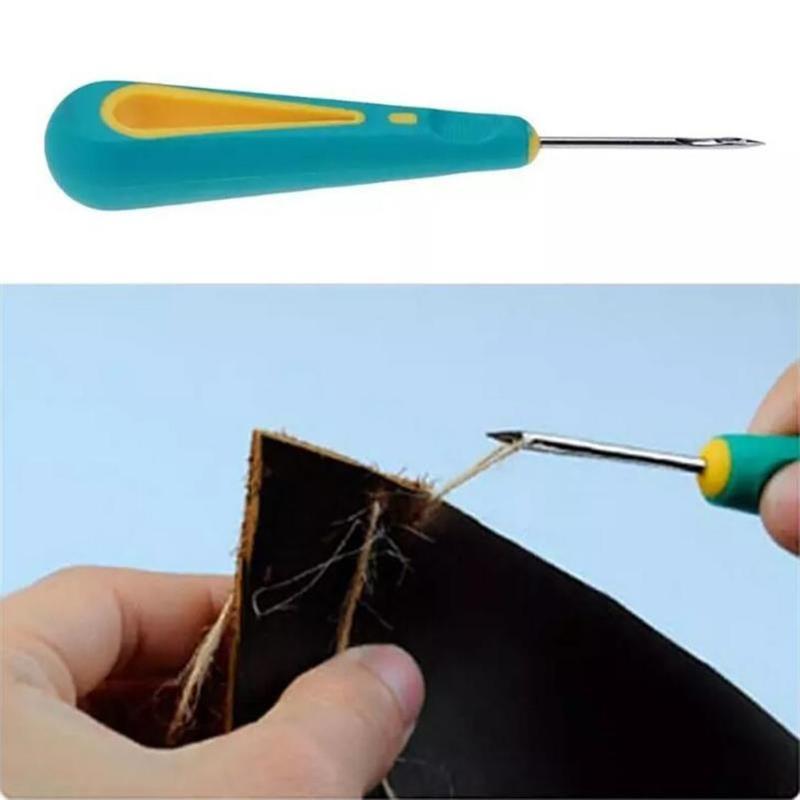Punzón de costura de Cuero para reparación de zapatos, cosido a mano, agujas de hilo, tela artesanal de Cuero, hecho a mano, accesorios