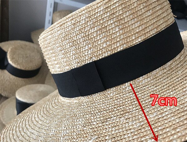 01904- axiclassic ren färg handgjord strålady strand fedorascap män kvinnor utomhus panama jazz hatt: Blockdesign 7cm