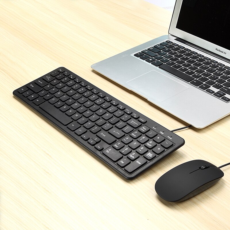 Domáca kancelária drôtová počítačová klávesnica myš combo ergonomická usb stolová klávesnica klasická univerzálna 96 klávesy pre pc notebook notebook: Čierne kombinované drôtové