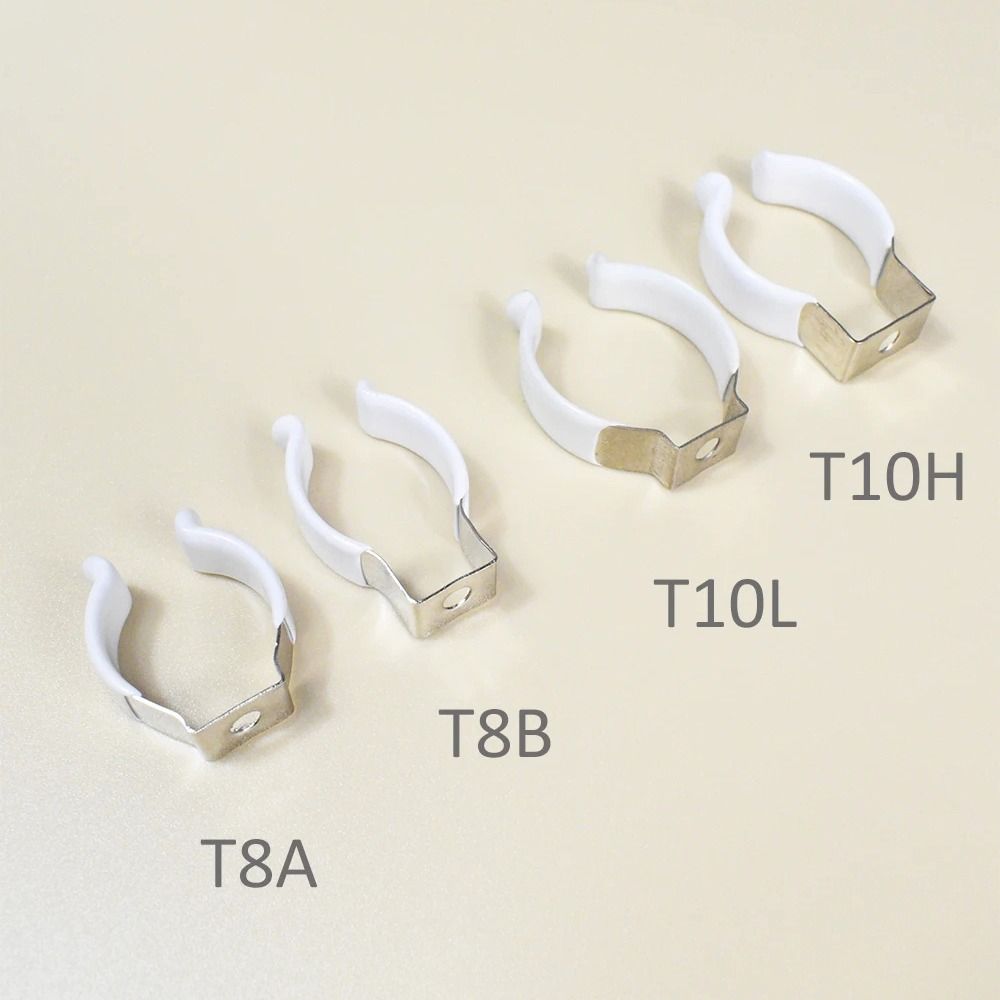 Clips de fijación de 5 uds., Clip Terry de resorte con Base de protección de goma, herramienta, soporte de abrazadera de Clip de tubo de lámpara T3/T4/T5/T6/T7/T8/T9/T10