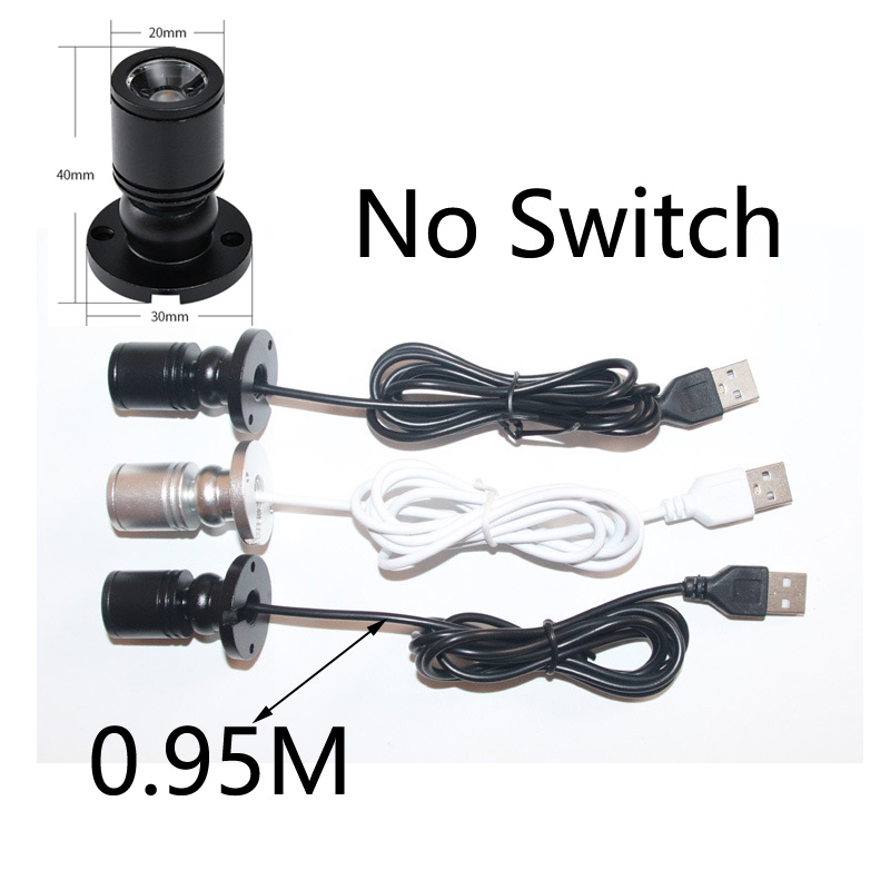 LED Skap Lys 3W USB 5V Downlight for Modell Display Disk Vin Garasje Sett Utstillingskabinett Hylle Mini Spot