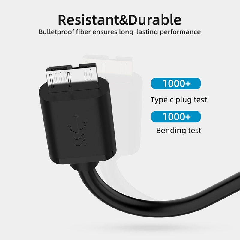 1m/0.5m type c til usb-b kabel hann til hann mikro usb kontakt usb 3.0 data ladekabel til harddisk datamaskin smarttelefon pc