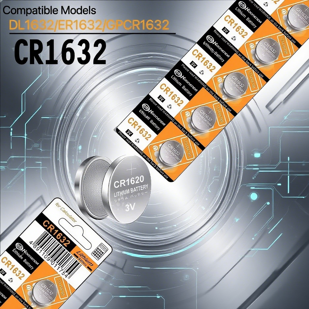 Bateria de botão de lítio CR1632 de alto desempenho 3V para eletrônicos de longa duração tamanho pequeno durável