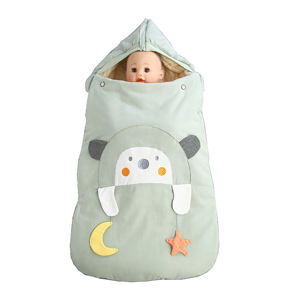 Baby Slaapzak Envelop Voor Ontlading Babyslaapzak Geïntegreerde Winter Dikkere Cartoon Katoen Anti-Kick Baby Deken