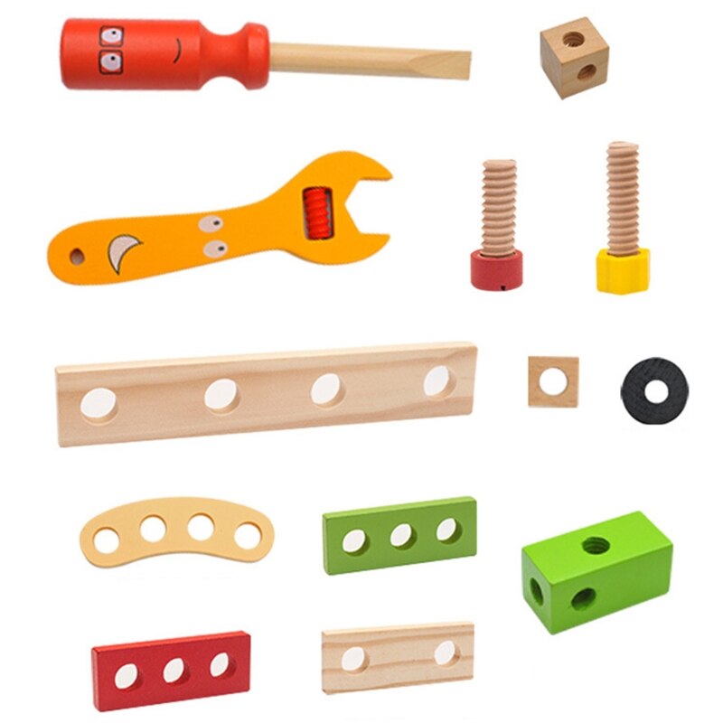Houten Moer Vliegtuigen Model Insert Draagbare Toolbox Demontage Combinatie Speelgoed