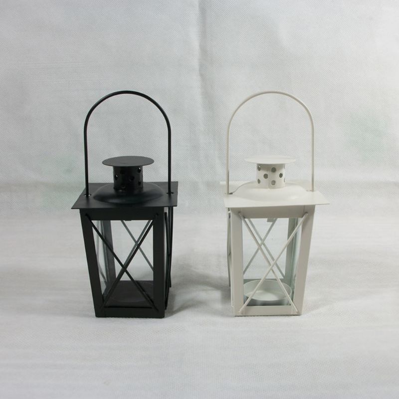 Marokkansk stil sort/hvid romantisk romantisk lysestage retro hængende lanterne lampe indretning til middag boligindretning