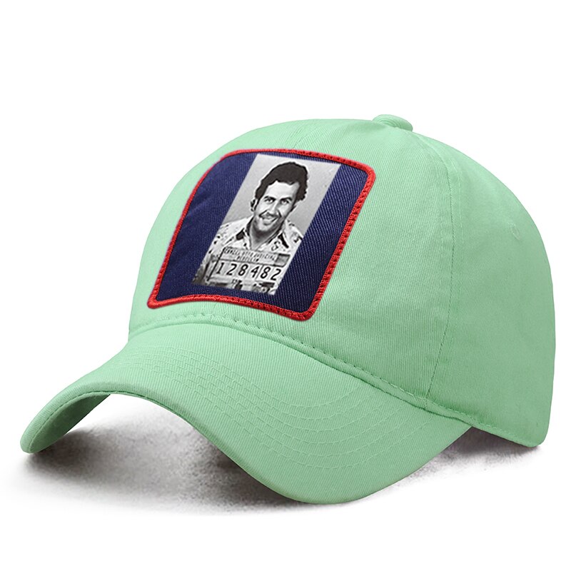 Gorra de béisbol de Pablo Emilio Escobar Gaviria para mujer, gorro de béisbol estilo Harajuku, Hip Hop, padre, camionero sólido, Snapback, Boinas de cola de caballo: Light Green 6