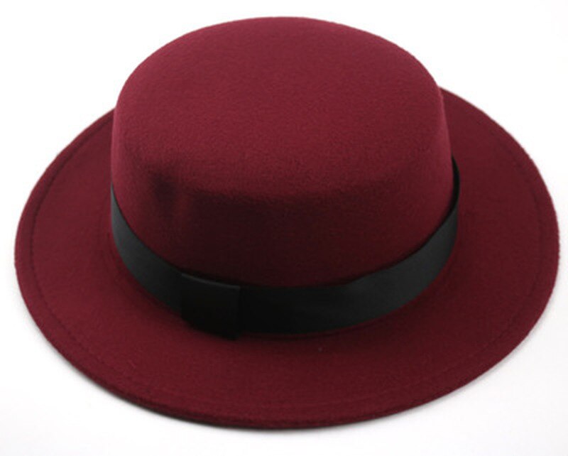 kids fedora hats for boys girls solid color flat top with ribbon band belt winter hats autumn big brim formal black kids hat