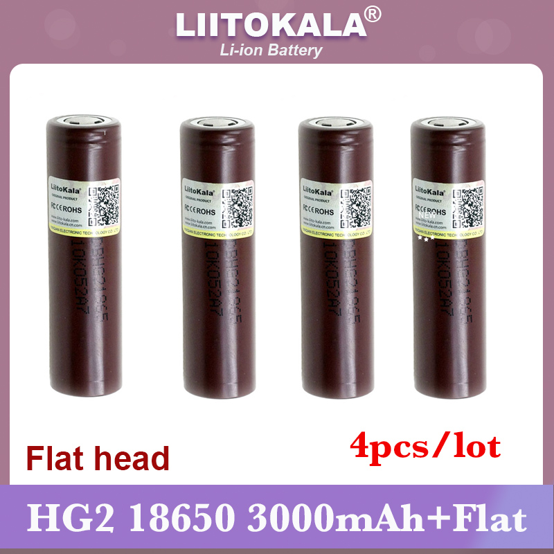 Liitokala-batería HG2 18650 de 3000mAh, pila 18650HG2, descarga de 3,6 V, 20A, para baterías de cabeza plana hg2 + níquel para manualidades, novedad: Oro