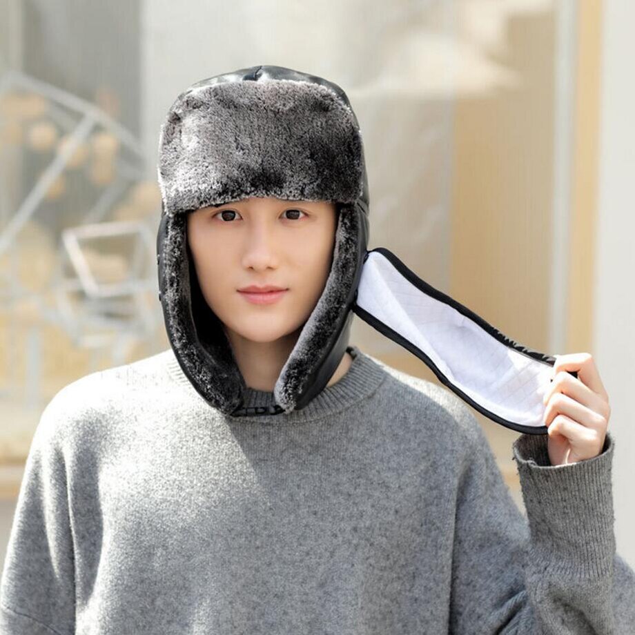 unisex bomber hat winter fur earflap brown caps ushanka hats cap bomber hat Ear helmet for mens and women pu leather ushanka