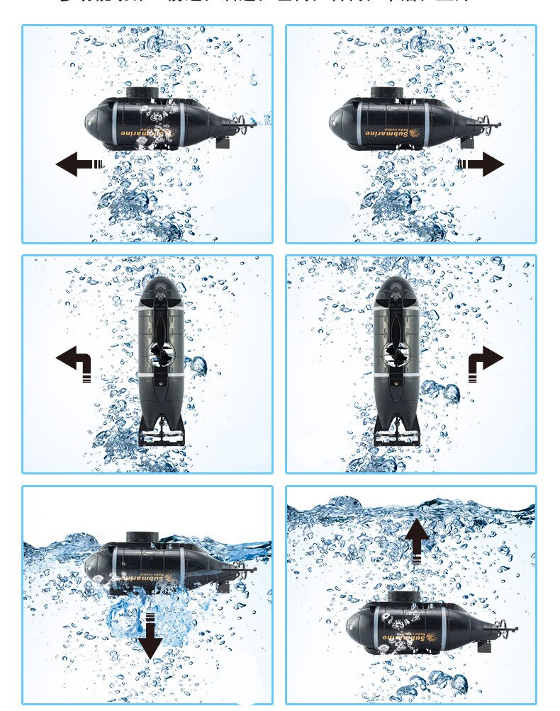 Rc Submarine Model Happycow Mini Snelheid Onder Water Afstandsbediening 6 Kanalen Onderzeeër Simulatie Speelgoed Kid