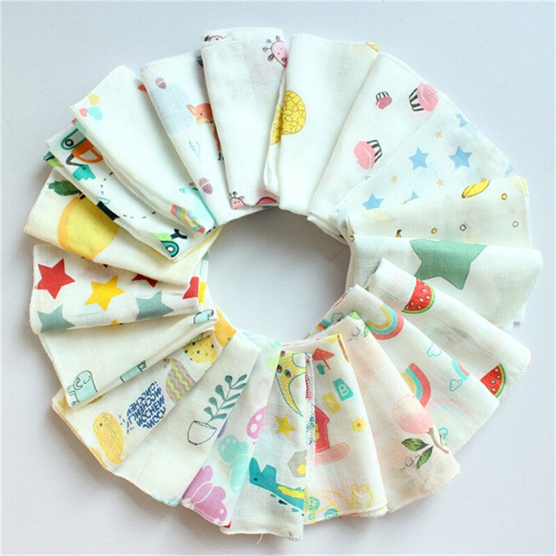 Baby Towel 2pcs 100% Cotton 30*30cm Muslin Towel Handkerchiefs Two Layers Wipe Towel