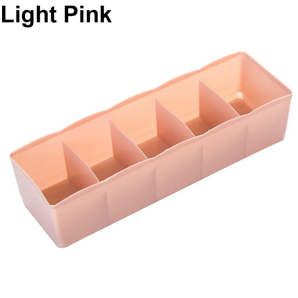 5 Cells Plastic Storage Box Tie Bra Socks Drawer Cosmetic Divider Tidy Organizer: Light Pink