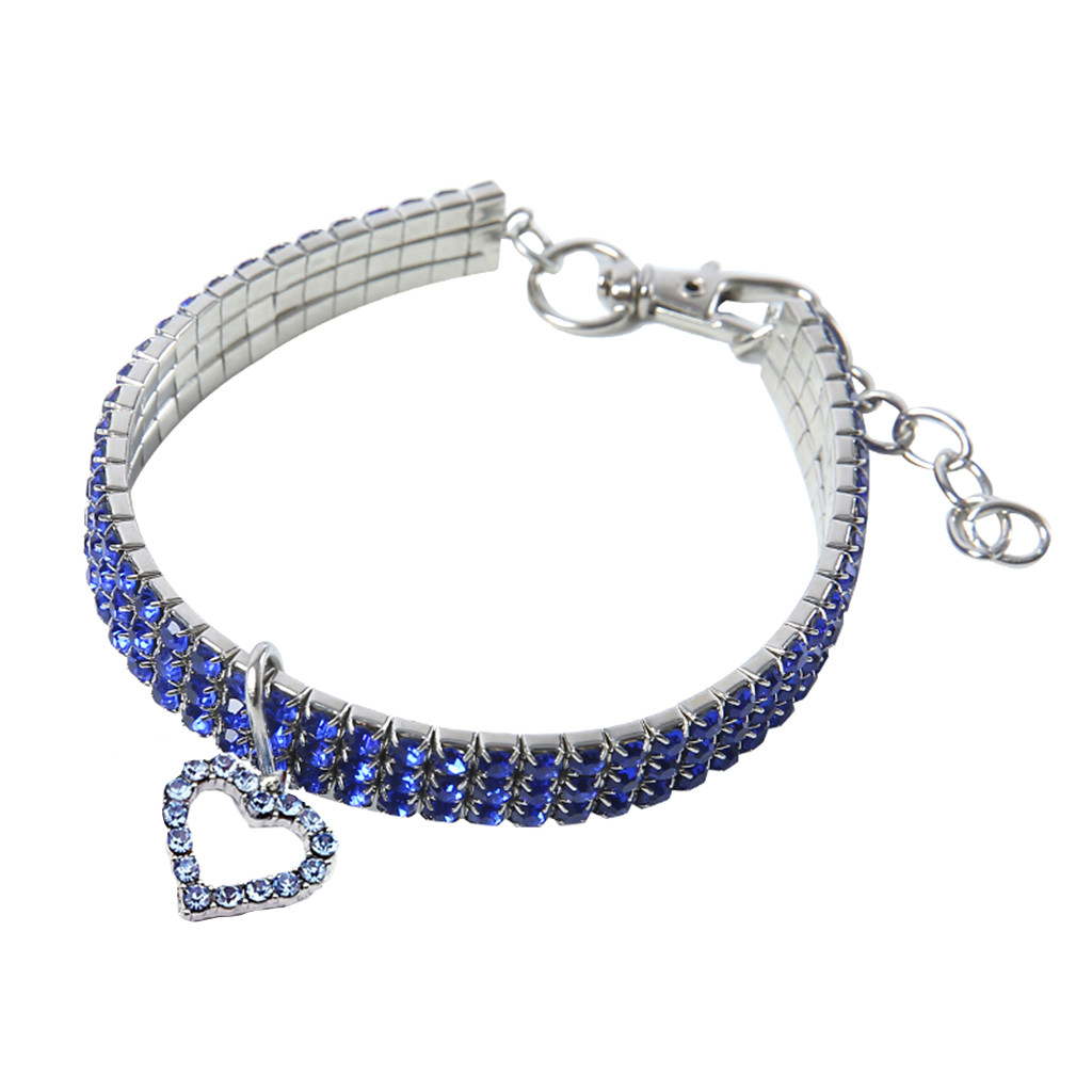 Mini Pet Dog Bling Rhinestone Chocker Collars Fancy Dog Heart Shaped Necklace Coleira Para Cachorr: M / 1