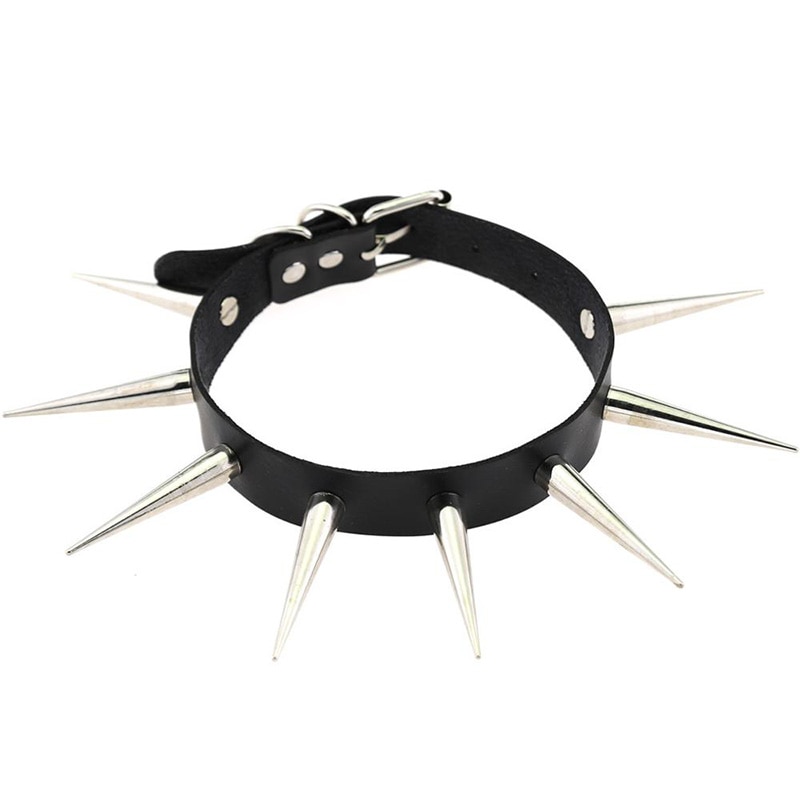 Big Long Spiked Choker Punk Collar Women Men Rivets Studded Chocker Chunky Necklace Goth Jewelry Metal Gothic Emo Accessories