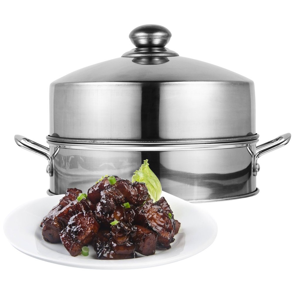 1 Set 20cm Steamer Baskets Stainless Steel Food Kitchen Steamer Rustproof Lid