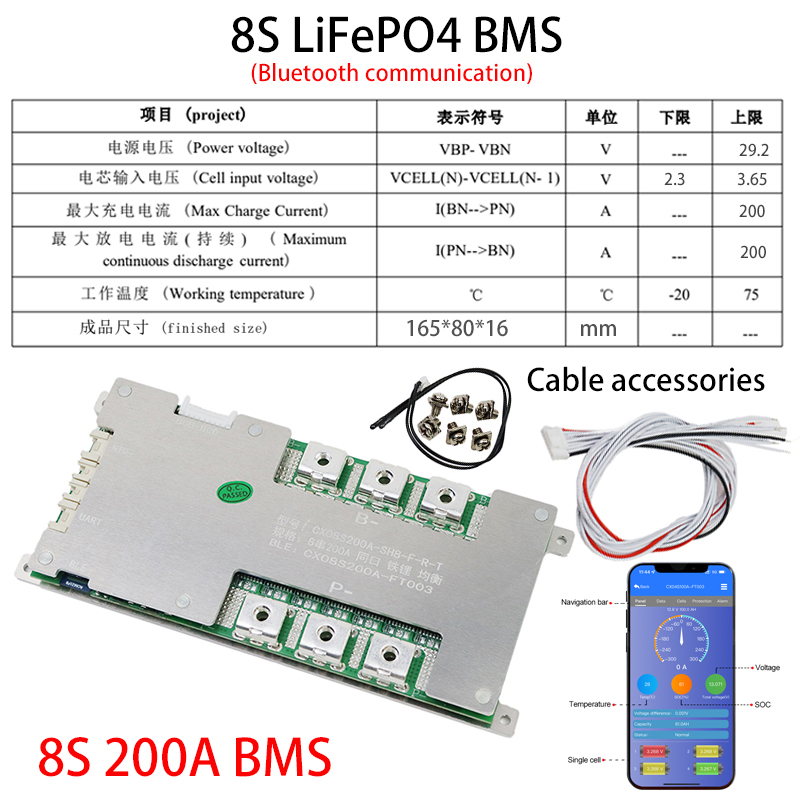 Batería LiFePo4 BMS 4S 8S 3,2 V 12V 100A 150A 200A ecualizador de placa de carga equilibrada con puerto común de protección de temperatura NTC
