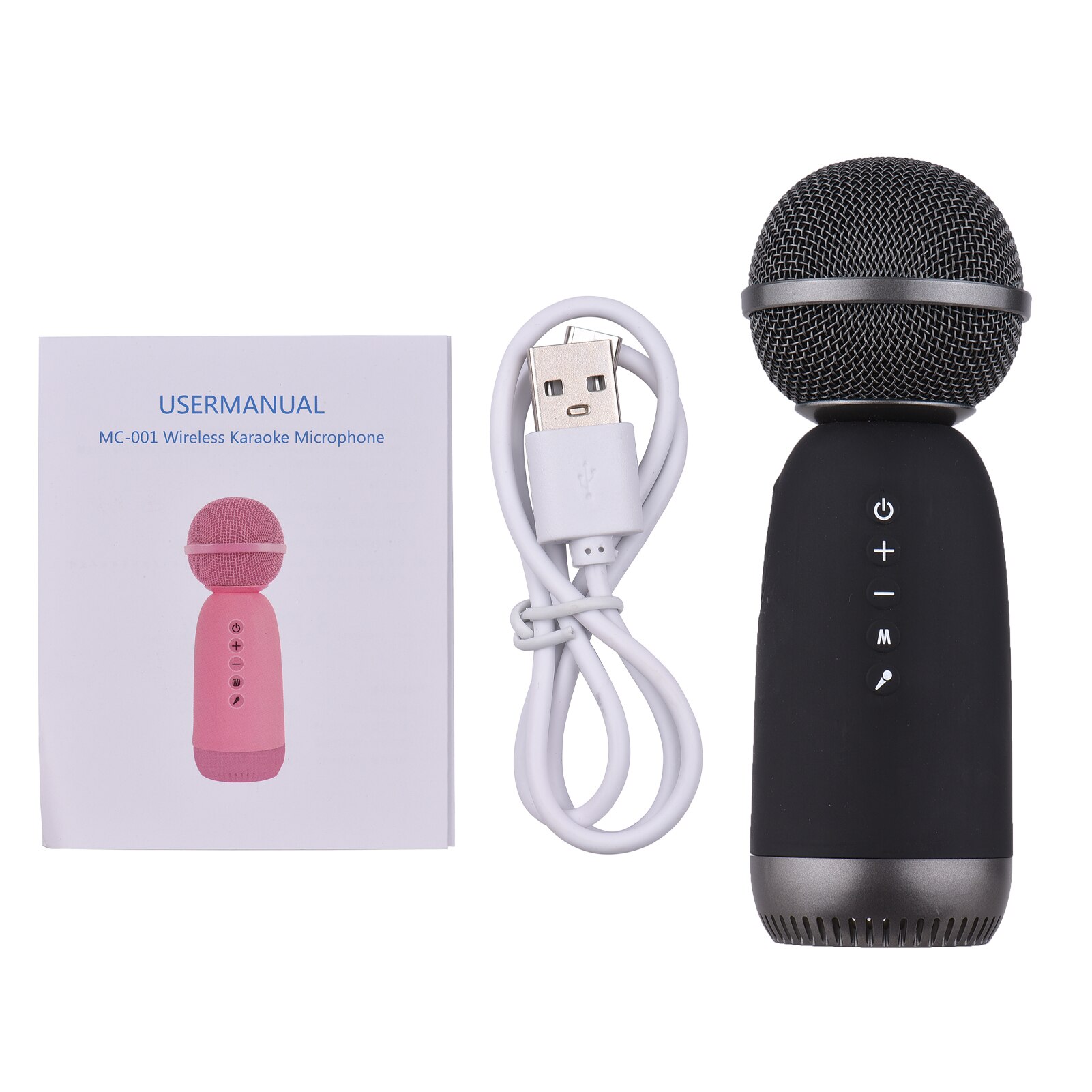 Ammoon-micrófono inalámbrico BT MC-001, dispositivo portátil de Karaoke con altavoz incorporado, Compatible con tableta y teléfono inteligente: Black