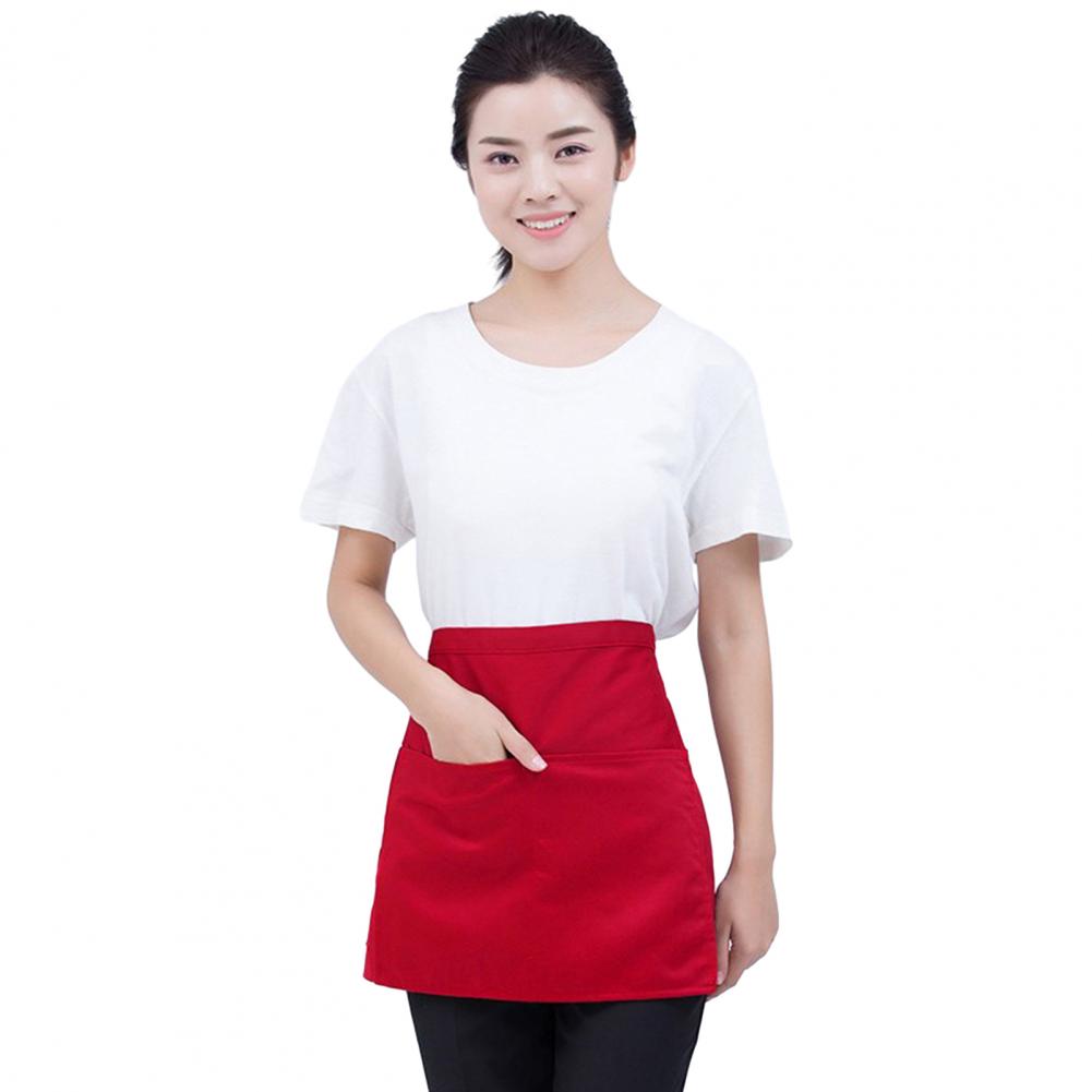 Halbschürze mit Taschen für Männer, Frauen, Erwachsene, atmungsaktive Schürze, kurz geschlitzte Schürzen, Küche, Kochschürze, Kochkostüm: Rot