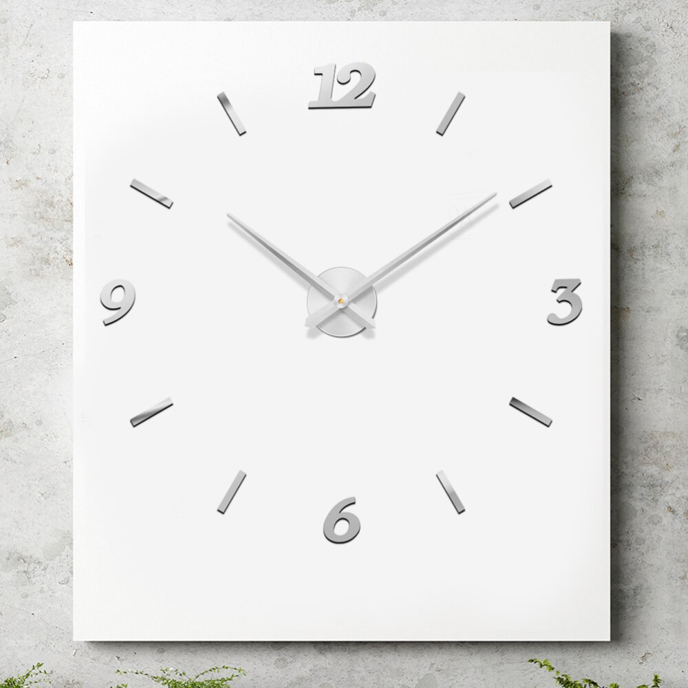 Oversized Number Wall Decorative Acrylic Golden Wall Hanging Clock DIY Home Decor Metal Clock Room Decoration without Battery: Silver