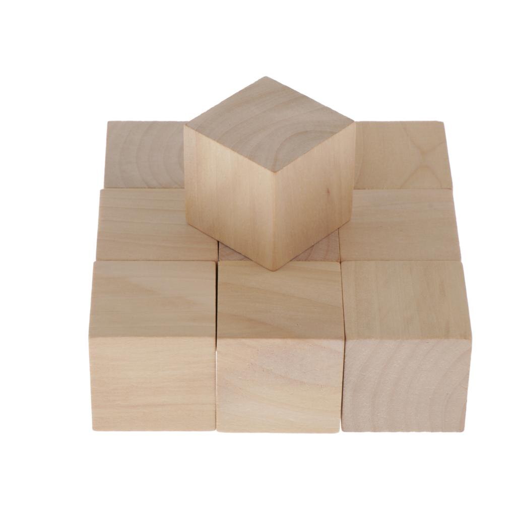 10Pcs Unfinished Craft Wood Cubes Wooden Square Cubes Squares Dice 40mm