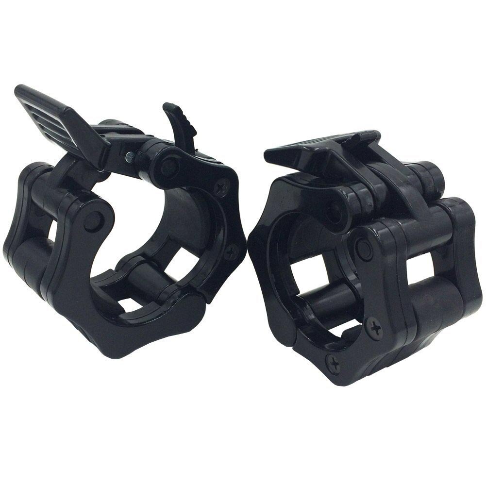 2 st skivstångsklämmor 50mm snabbkopplingar bodybuilding bärbara hem plast gym fitness styrkelyft stång kragar: Svart