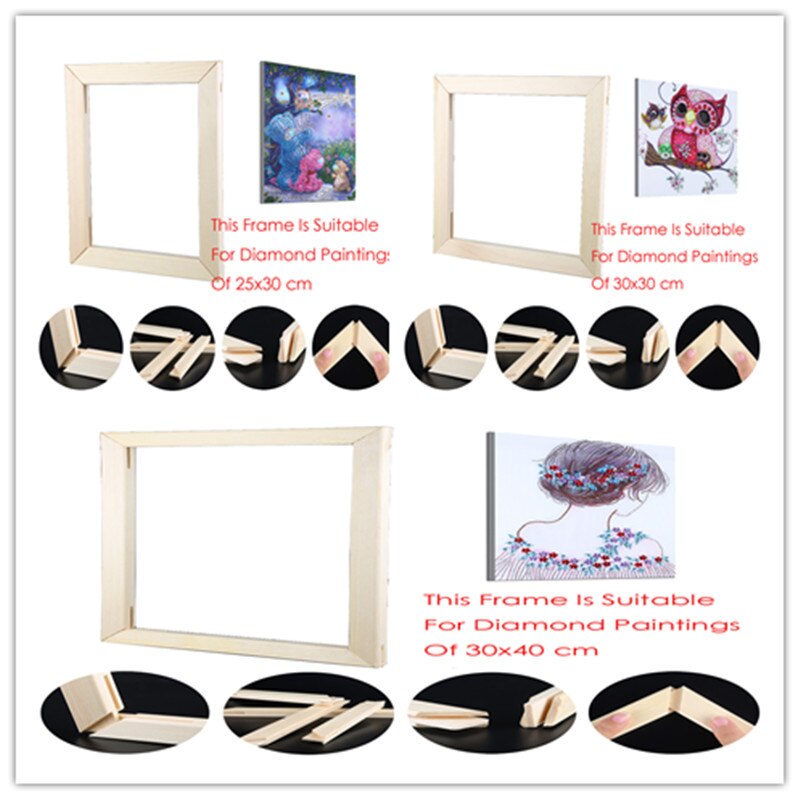 25x30/30x30/30x40cm Frame 5D Diamond Painting Full Square Photo Diamond Embroidery Wooden Painting Frame DIY Cross Stitch