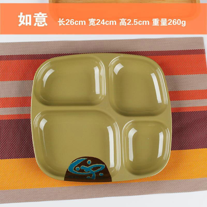 10 Inches Divided Plates,Melamine Tray Plate,Stackable,Dishwasher Safe (blue),Imitation Porcelain Square 4 Grid Fast Food Plate: 4