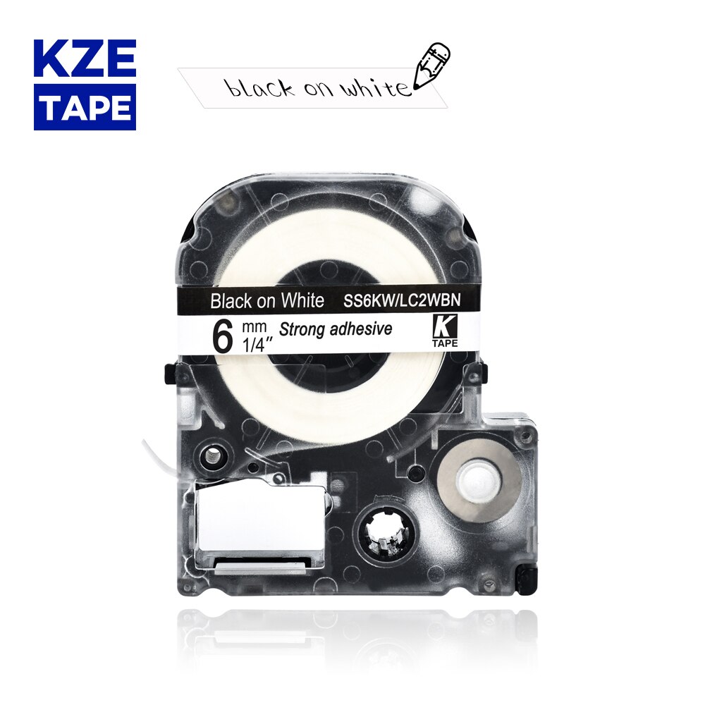 6mm 1pcs Multicolor SS6KW SC6YW SC6RW SD6K ST6KW Label Tapes for Epson Label Printer for KingJim label maker LW-300 LW400: black on white