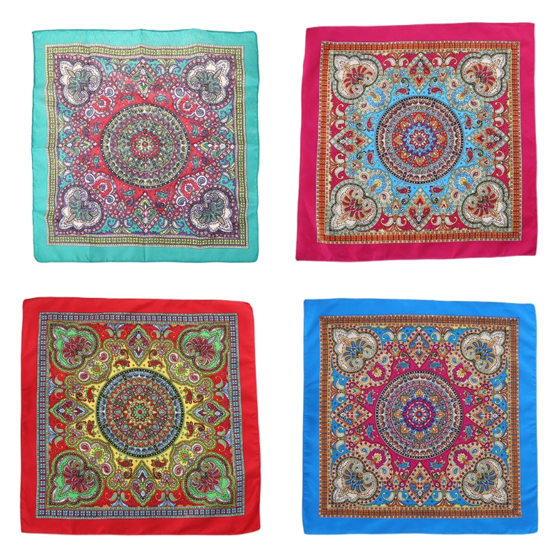Pañuelo de estilo étnico para hombre y mujer, pañuelo cuadrado con estampado Floral, colorido brillante, estilo Punk, Hip Hop, ciclismo y baile