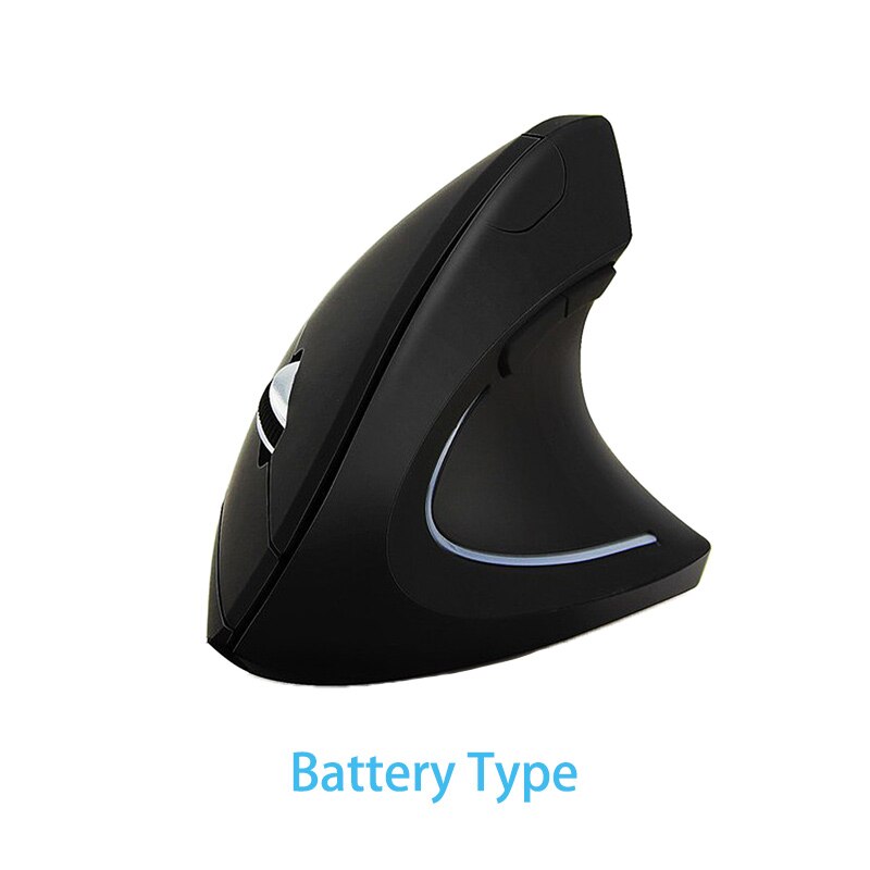 Ratón Vertical inalámbrico con aleta de tiburón para juegos, Mouse Vertical con USB, ergonómico de escritorio para PC, portátil, oficina y hogar: Battery Type