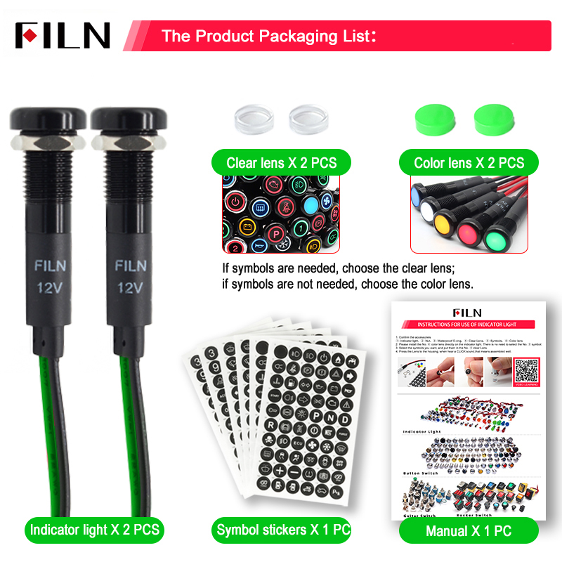 8mm Symbol indicator light 12V-24V LED Car Boat LED Warning Dashboard Signal Lights Instrument Pilot light Black Finished: green