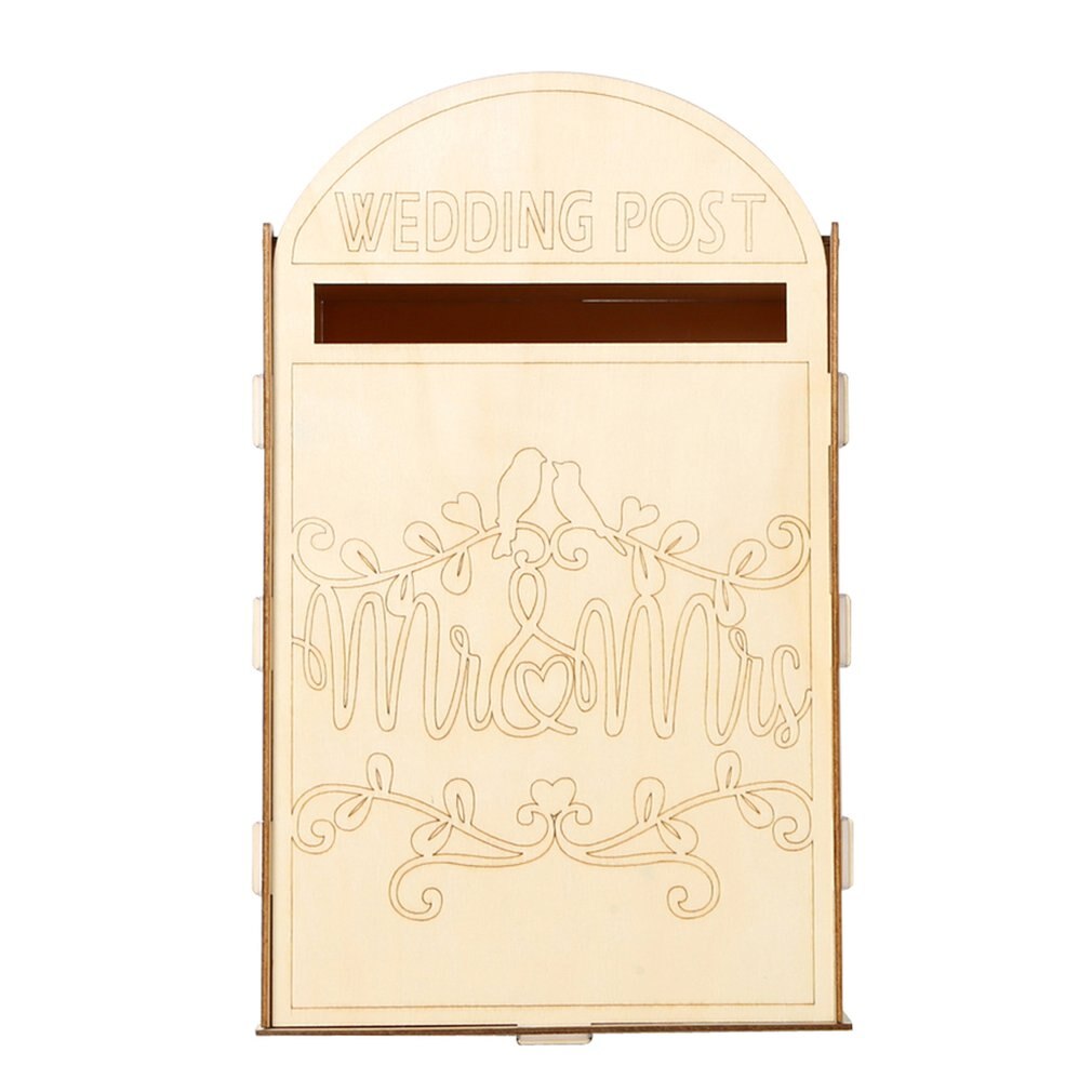 Wooden Wedding Supplies Mailbox Royal Post Style Decoration Wooden Wedding Letter Box Crafts Decoration: a
